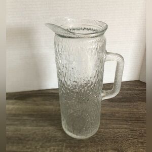 Vtg Bark Textured Glass Pitcher Rare